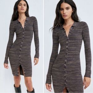 Wilfred | Cove Sweater Dress in Space Dye Dark Grey